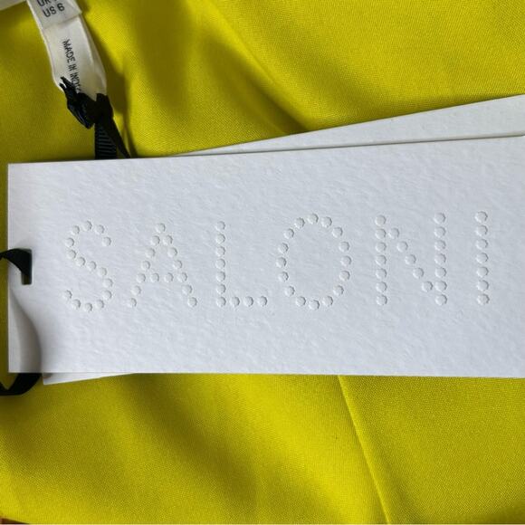 Saloni Pippa Silk Midi Dress Georgette Jungle Yellow Ruffle Citrus Floral NWT 6 - Picture 10 of 16